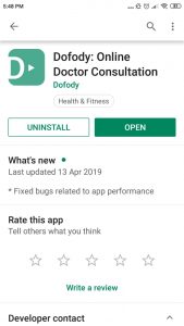Dofody app, Google Play store